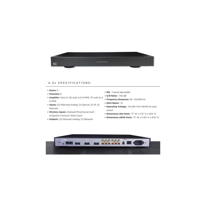 VSSL 3 zonas, 6x50W, con Chromecast, Alexa Cast, Airplay, Spotify Conn en cada zona - funciona con GoogleAsst