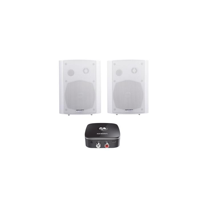 Kit  Altavoces + Modulo Receptor BT | Montaje en Pared | 2x20W RMS | Material ABS y Reja Metálica | Bracket de Metal |