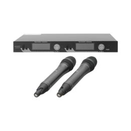 Kit de Microfonía inalámbrico | 2 Micrófonos de mano | Receptor UHF | Pantalla LCD | 200 Canales | Gran cobertura