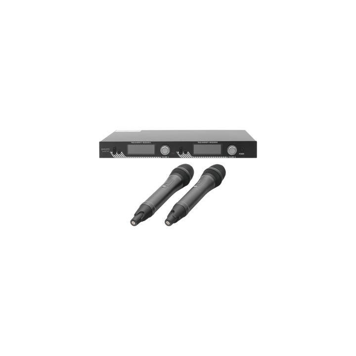 Kit de Microfonía inalámbrico | 2 Micrófonos de mano | Receptor UHF | Pantalla LCD | 200 Canales | Gran cobertura