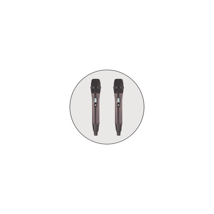 Kit de Microfonía inalámbrico | 2 Micrófonos de mano | Receptor UHF | Pantalla LCD | 200 Canales | Gran cobertura