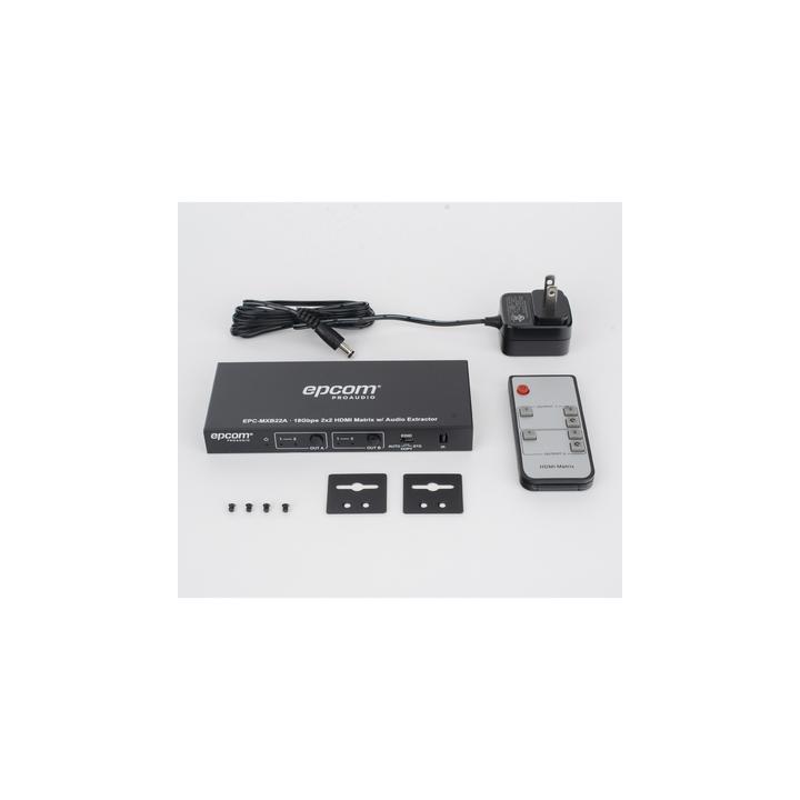 Matricial HDMI | 2x2 | 4K2K@60Hz | HDR | YCbCr 4:4:4 | EDID Auto | Extractor de Audio | Salida de audio análoga y