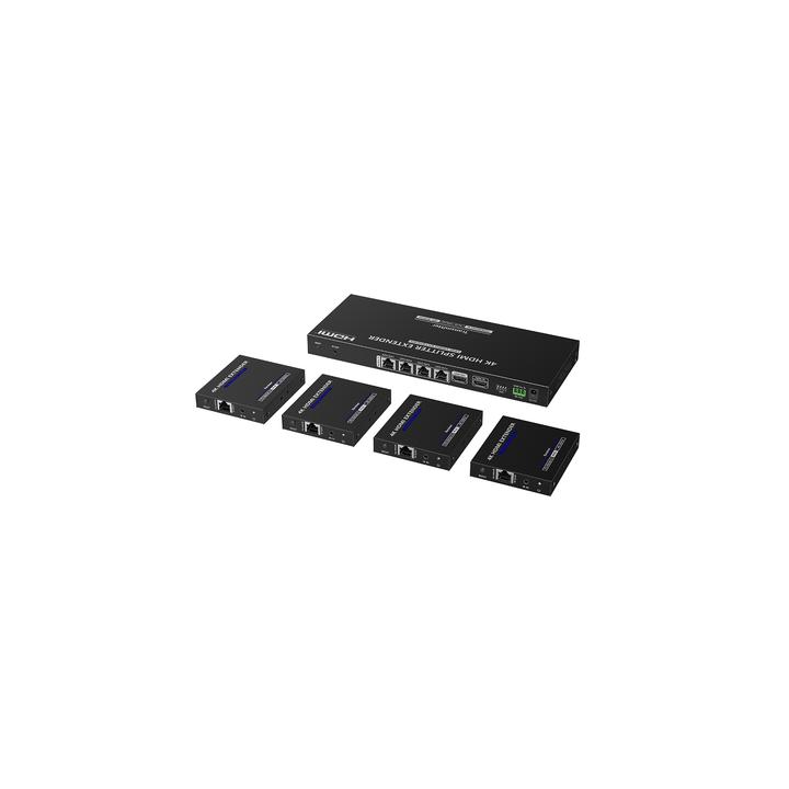 Kit Divisor y Extensor HDMI | 1x4 | Hasta 70 m |Resolución 4K @ 60 Hz |  Cat 6/6a/7 | IPCOLOR | CERO LATENCIA | Puerto
