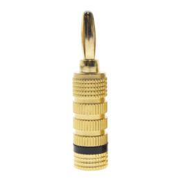Conector Banana Tipo Tornillo para Bocinas | Instalaciones Profesionales de Audio | Chapado en Oro | Color Negro (1