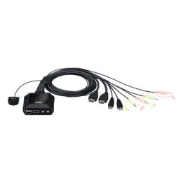 Conmutador KVM con cable HDMI 4K USB de 2 puertos con selector de puerto remoto |  4096x2160 @ 60Hz (4K DCI) | HDCP 2.2
