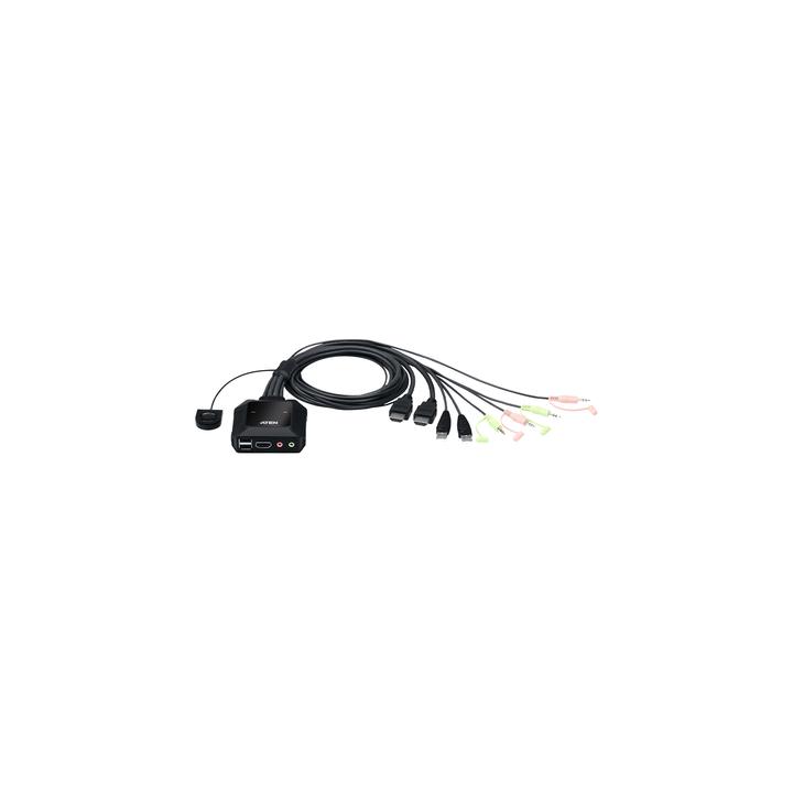 Conmutador KVM con cable HDMI 4K USB de 2 puertos con selector de puerto remoto |  4096x2160 @ 60Hz (4K DCI) | HDCP 2.2