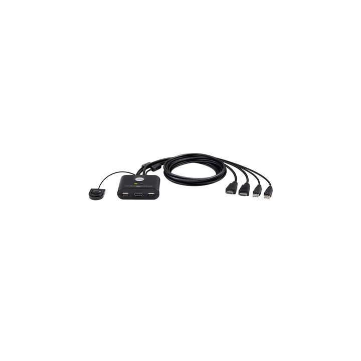 Switch KVM | USB FHD HDMI | de 2 puertos en formato cable | 1920x1080 @ 60Hz (FHD)| HDCP 1.4 | Conecta y controla 2