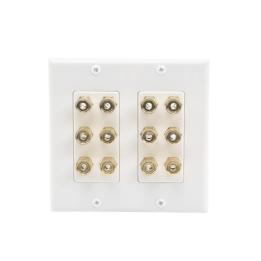 Placa de Pared | Postes de Unión Tipo Banana | Conexión para 6 Altavoces | Fácil Instalación | Conectores Chapados