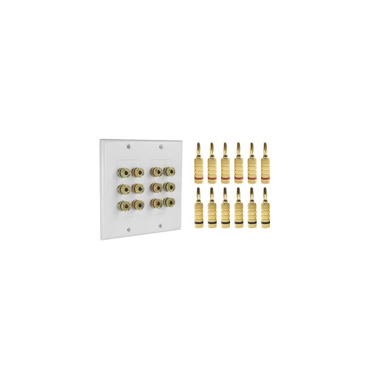 KIT 1 Placa de Pared + 6 Pares Conectores Banana (Rojo+Negro) | Postes de Unión Tipo Banana | Conexión para 6