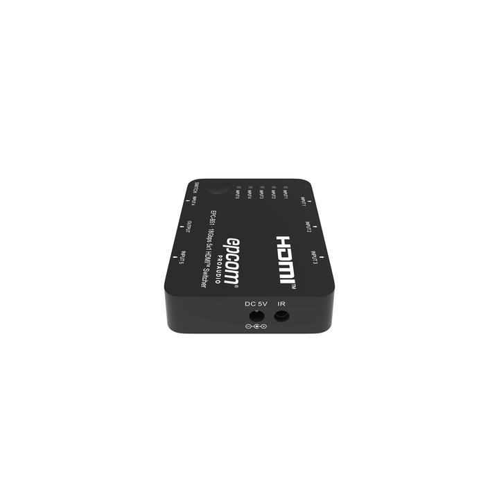 Switch HDMI 5x1 | 18Gbps | 4K@60Hz | YCbCr 4:4:4 | HDR, Dolby Vision y HLG | Soporte 3D | Conmutación Automática y