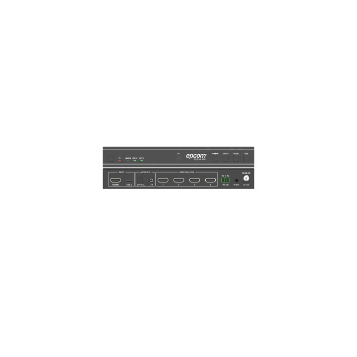 Videowall 4K 1x4 | HDMI & USB-C | 8 Modos de Visualización | Audio Óptico/Analógico | Control RS-232/IR | Plug & Play