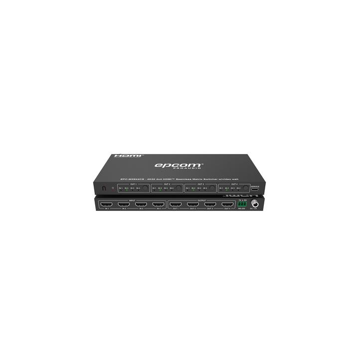 Matriz de Video HDMI 4x4 | Ancho de Banda 10.2 Gbps | Resolución 4K@30Hz | Escalado a 1080P, 720P, 1920x1200, 4K30 |