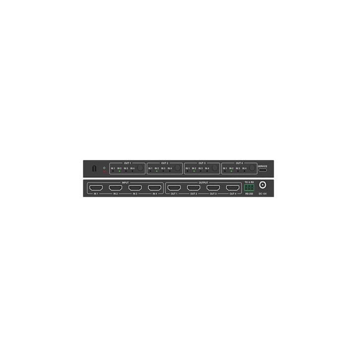 Matriz de Video HDMI 4x4 | Ancho de Banda 10.2 Gbps | Resolución 4K@30Hz | Escalado a 1080P, 720P, 1920x1200, 4K30 |