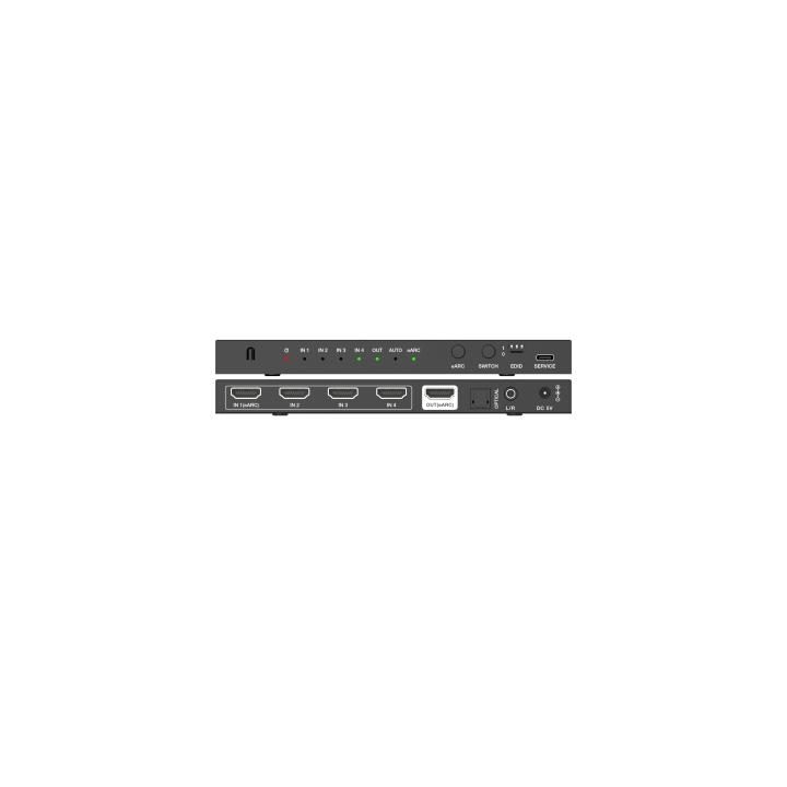 Switch HDMI 4x1 | 8K@60Hz 4:2:0 | 48 Gbps | ARC/eARC | Extracción de Audio | Gestión EDID | Control CEC
