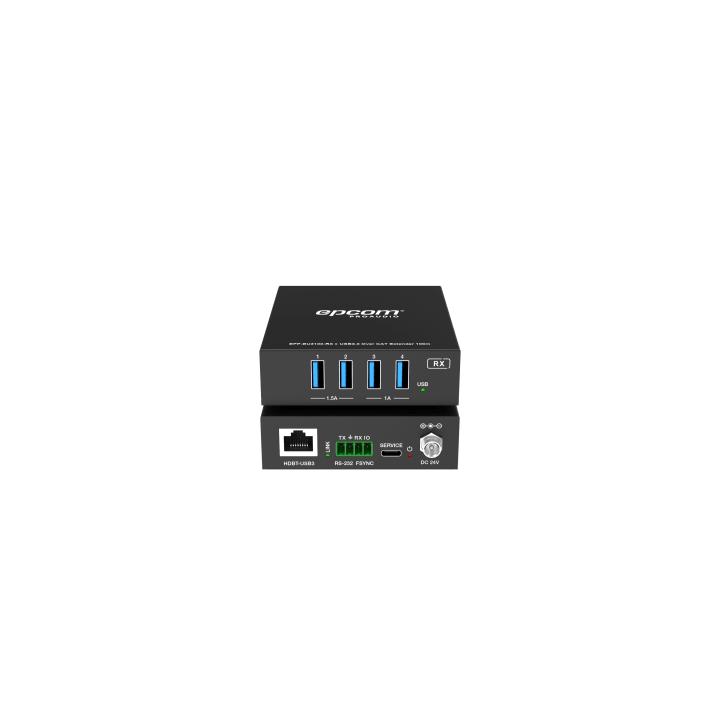 Extensor USB 3.0 | Hasta 100 m por CAT6a | PoC Bidireccional 24 Vcc | RS-232 | 4x USB-A