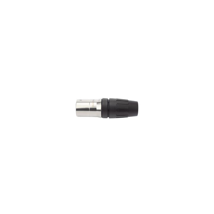 CONECTOR MACHO XLR DE 3 NÚCLEOS CON CARCASA DE ACERO INOXIDABLE Y CONTACTOS CHAPADOS EN ORO