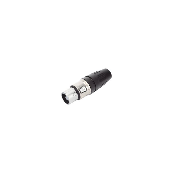 Conector hembra XLR de 3 núcleos con carcasa de acero inoxidable y contactos chapados en oro