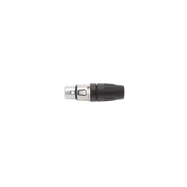 Conector hembra XLR de 3 núcleos con carcasa de acero inoxidable y contactos chapados en oro