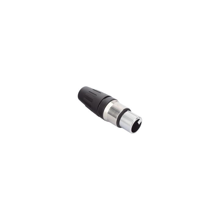 Conector hembra XLR de 3 núcleos con carcasa de acero inoxidable y contactos chapados en oro