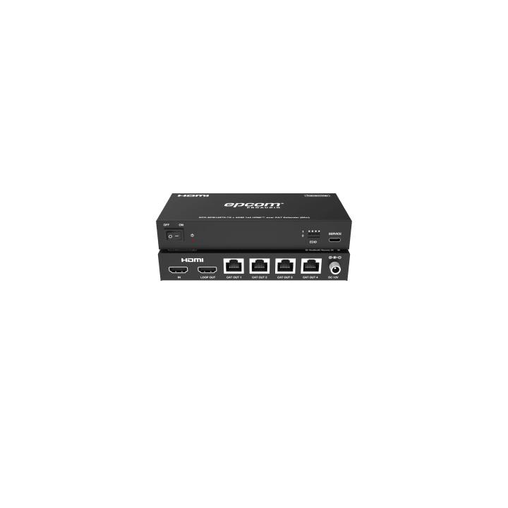 Splitter HDMI 1x4 | 4K@60Hz a 60m | 4K@30Hz a 70m | Cable Cat6 | EDID | HDCP 2.2 | Salida Loop