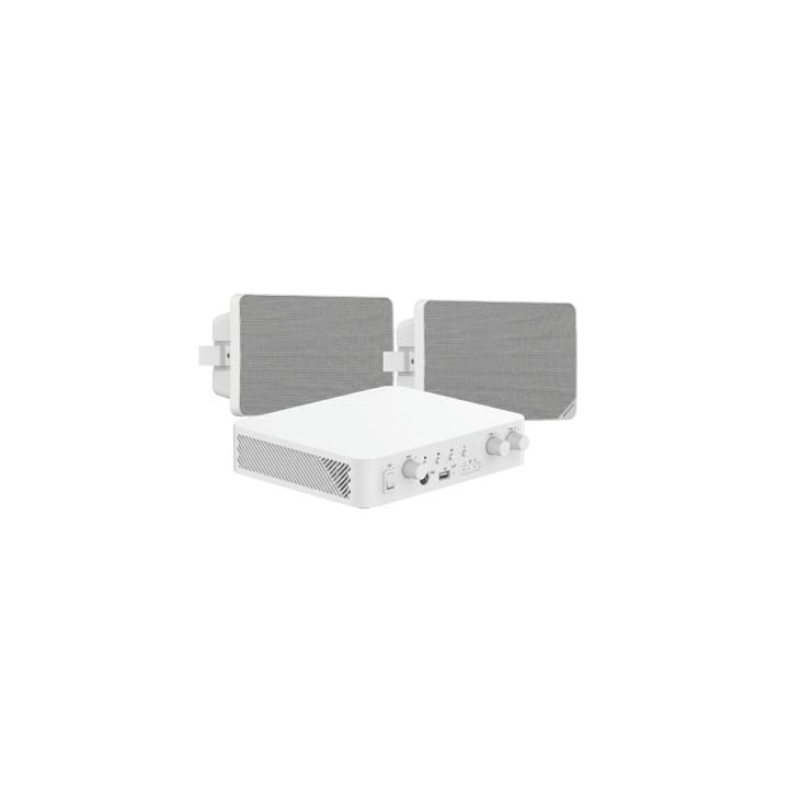 Kit de Audio | 70/100V | 2 Altavoces de pared | Bluetooth | Color Blanco | Hik-Connect