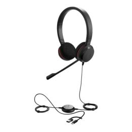 Jabra Evolve 20 DUO con Conexión USB C/A, Micrófono con Cancelación de Ruido de Ultima Generación, Configuración