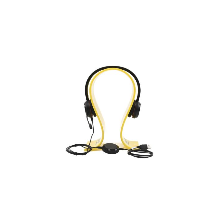 Jabra Evolve 30 Duo con conexión USB / 3.5mm, micrófono con cancelación de ruido y controlador en el cable con