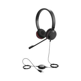 Jabra Evolve 30 Duo con conexión USB / 3.5mm, micrófono con cancelación de ruido y controlador en el cable con