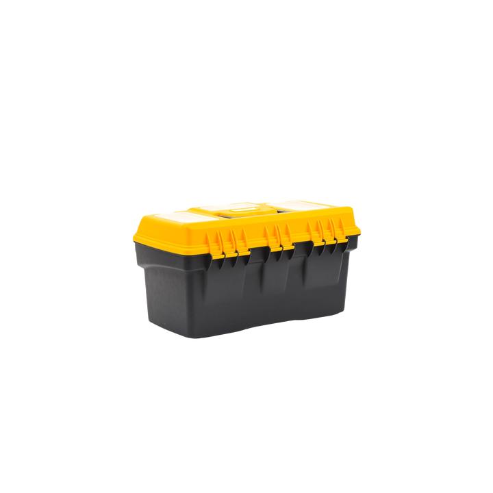 Caja Porta Herramientas 17", 44x26x23 cm Bicolor con Compartimientos para Tornillos.