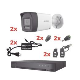 Kit Audio Bidireccional TurboHD 1080p / DVR 4 Canales / 2 Cámaras Bala (Exterior) con Bocina y Microfóno Integrado /