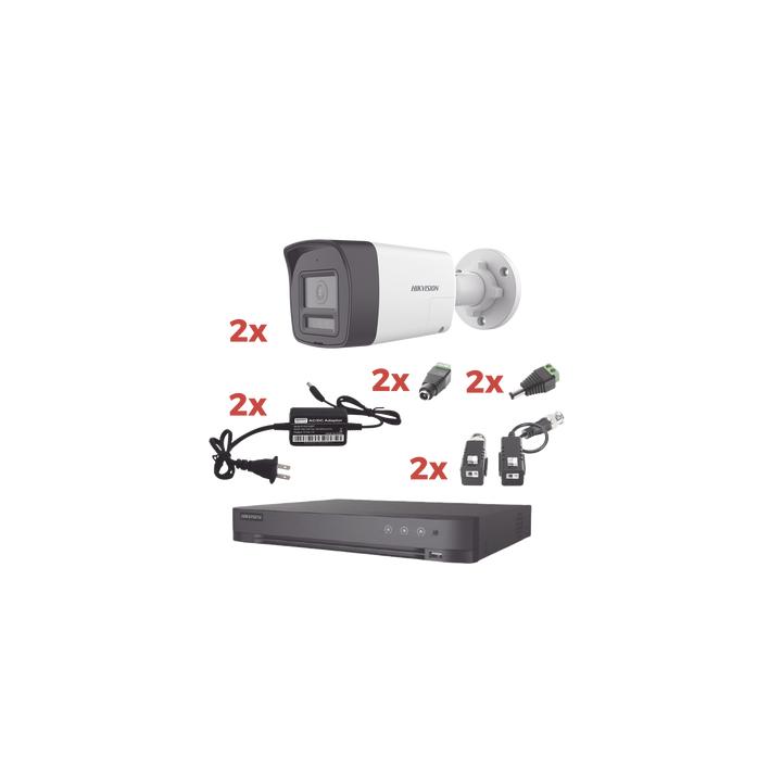 Kit Audio Bidireccional TurboHD 1080p / DVR 4 Canales / 2 Cámaras Bala (Exterior) con Bocina y Microfóno Integrado /
