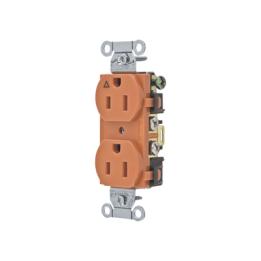 Contacto Dúplex Conexión a Tierra Aislada/ 15A 125V/ 2 polos 3 Hilos/ Nema 5-15R /Grado Comercial/ Color Naranja.