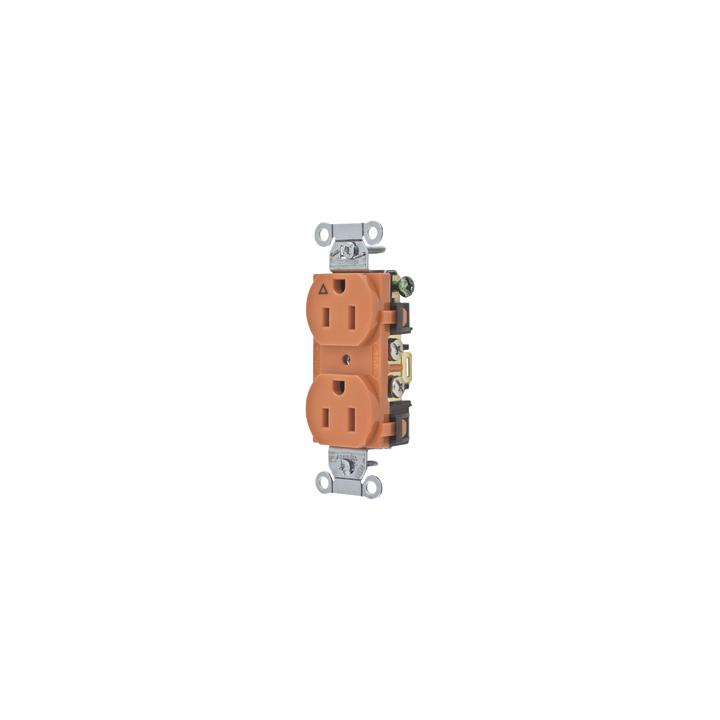Contacto Dúplex Conexión a Tierra Aislada/ 15A 125V/ 2 polos 3 Hilos/ Nema 5-15R /Grado Comercial/ Color Naranja.