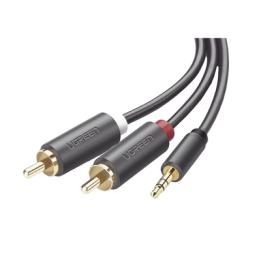 Cable Adaptador de 3.5mm Macho a 2 RCA Macho / 5 Metros (16.40 Pies) / Color Gris / Blindaje Múltiple / ABS / Alta
