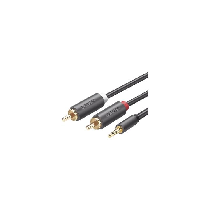 Cable Adaptador de 3.5mm Macho a 2 RCA Macho / 5 Metros (16.40 Pies) / Color Gris / Blindaje Múltiple / ABS / Alta
