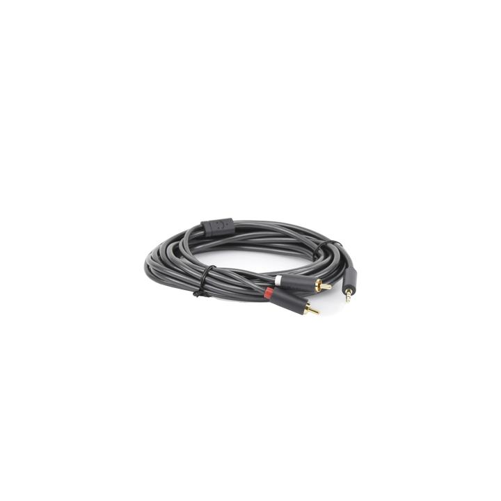 Cable Adaptador de 3.5mm Macho a 2 RCA Macho / 5 Metros (16.40 Pies) / Color Gris / Blindaje Múltiple / ABS / Alta