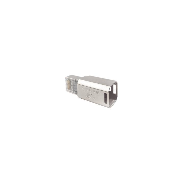 Plug RJ45 Cat6A Blindado, Terminación en Campo, Compatible con Todas las Categorías, con Clip Protector de Seguro