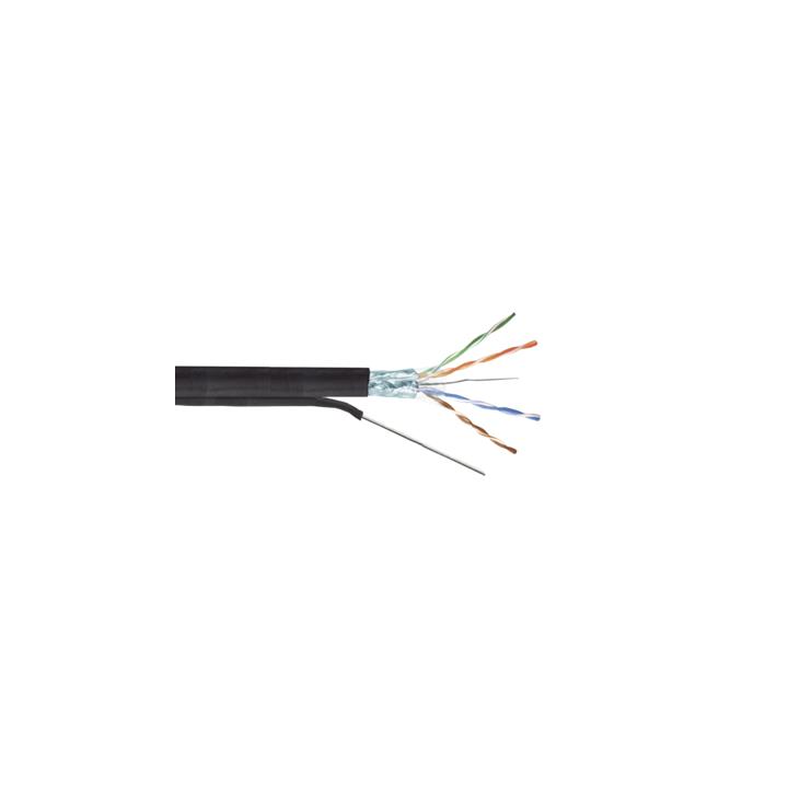 Bobina de Cable FTP con Mensajero de Acero de 305 Metros (1000 Pies) Cat6+ Calibre 23, Color Negro, para Aplicaciones