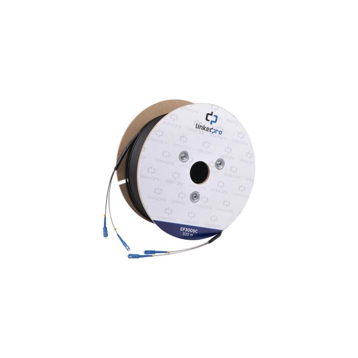 Carrete de Fibra Óptica Monomodo con Conectores SC-SC Duplex, Reforzada con Kevlar, de 300 Metros (984.25 Pies), Para