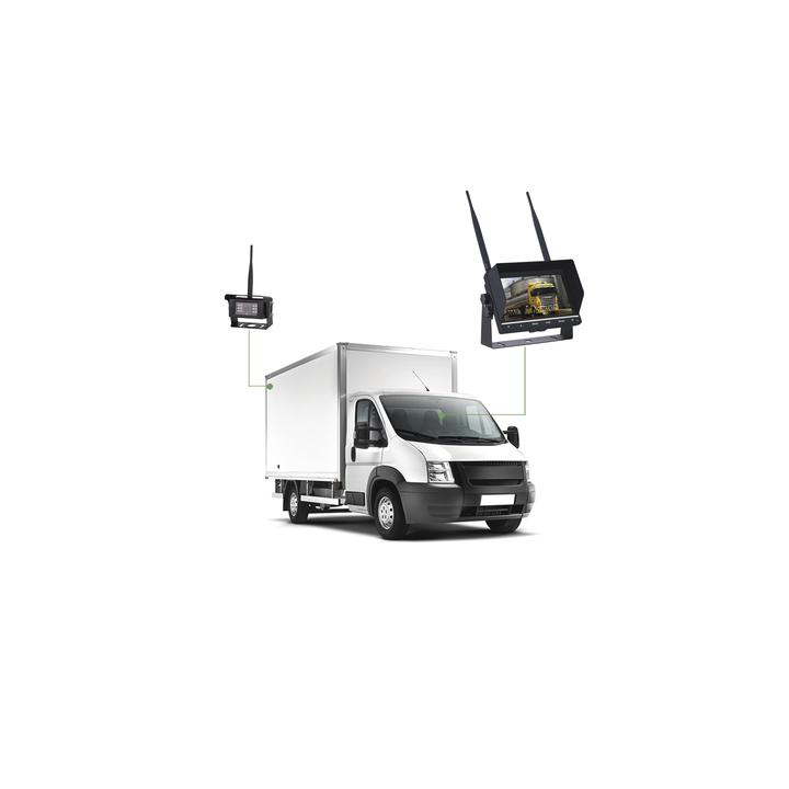 Sistema Profesional Inalámbrico de Cámara de Reversa Infrarroja y Monitor de 7" para Vehículos de Trabajo y