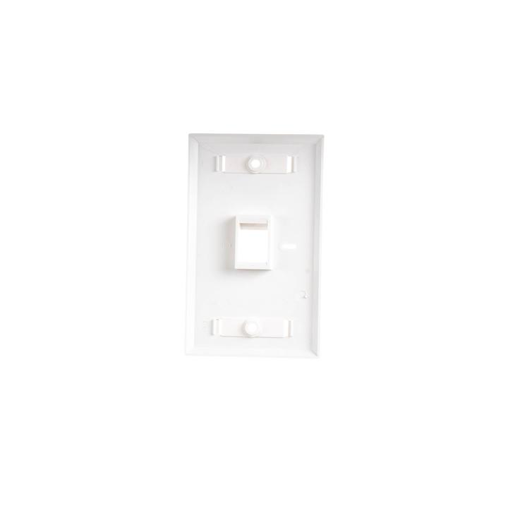Placa de Pared de 1 Puerto, Keystone, con Espacio para Etiqueta, Color Blanco