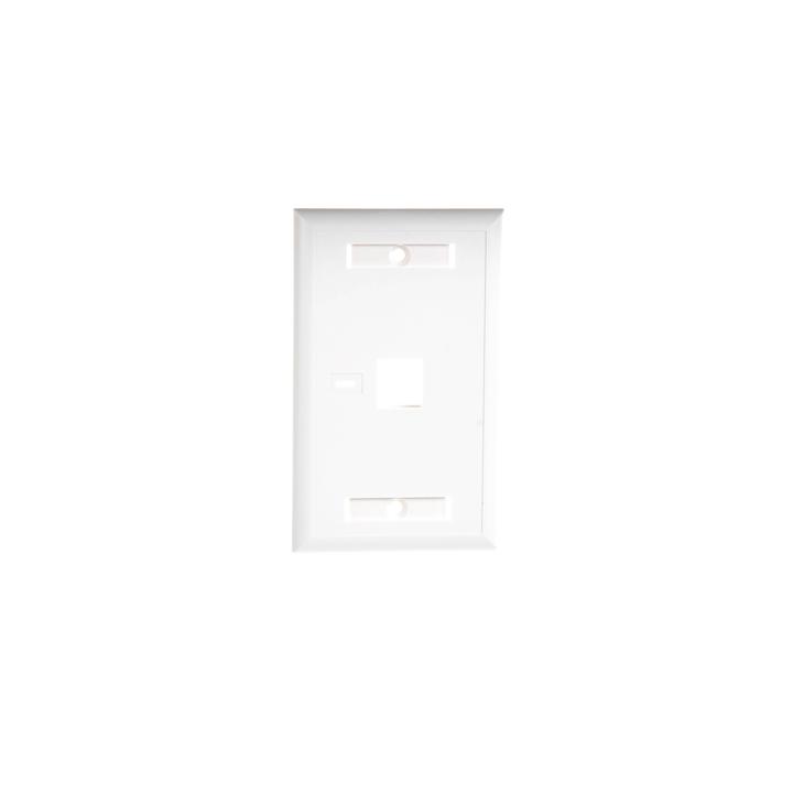 Placa de Pared de 1 Puerto, Keystone, con Espacio para Etiqueta, Color Blanco