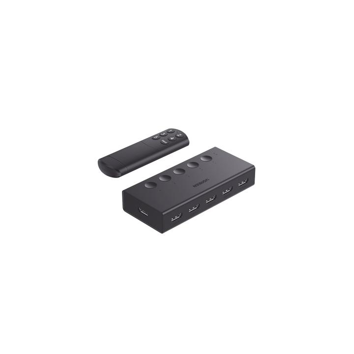 Conmutador HDMI 5X1 | 4K@60Hz | HDMI 2.0, 1.4 | HDCP 2.2, 1.4 | VRR | Dynamic HDR | 3D | CEC | EDID | IR 10 Metros