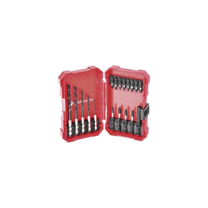 Juego de 18 Puntas y Brocas para Taladro, con Entrada Hexagonal de 1/4", Incluye Estuche.