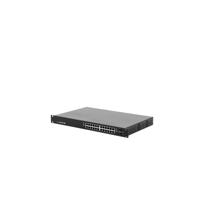 Switch EdgeMAX administrable de 24 puertos Gigabit con PoE+/PoE Pasivo 24V + 2 Puertos SFP, 250 W