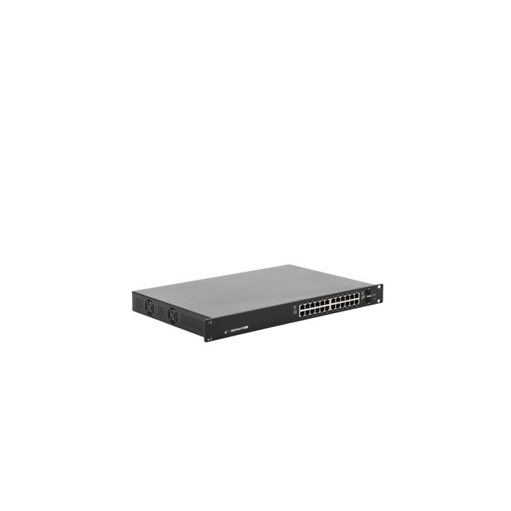 Switch EdgeMAX administrable de 24 puertos Gigabit con PoE+/PoE Pasivo 24V + 2 Puertos SFP, 250 W