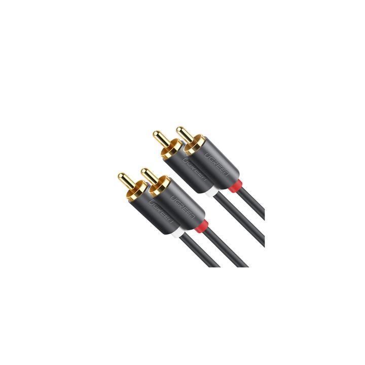 Cable de Audio 2 RCA Macho a 2 RCA Macho / 5 Metros (16.40 Pies) / Color Negro / Alta Calidad / Anillos de Goma para