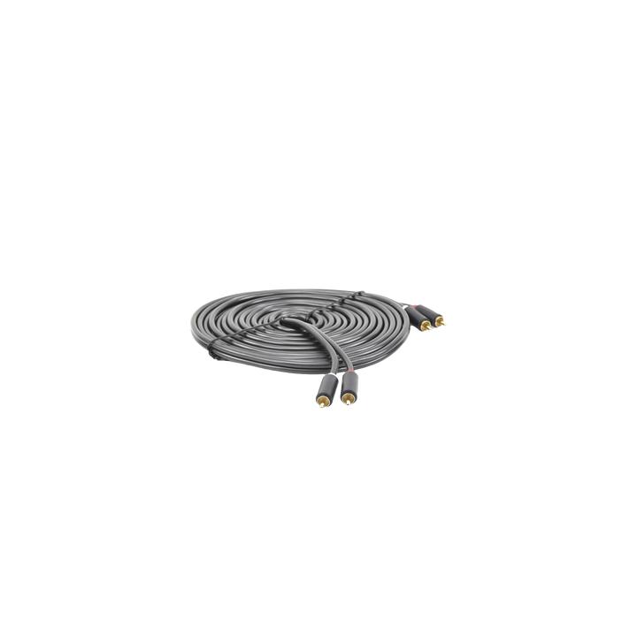 Cable de Audio 2 RCA Macho a 2 RCA Macho / 5 Metros (16.40 Pies) / Color Negro / Alta Calidad / Anillos de Goma para
