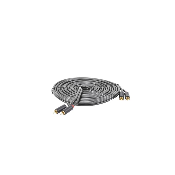 Cable de Audio 2 RCA Macho a 2 RCA Macho / 5 Metros (16.40 Pies) / Color Negro / Alta Calidad / Anillos de Goma para