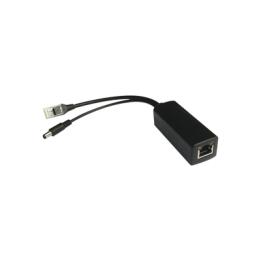 Cable divisor PoE pasivo de 48-55 Vcc @ 12 Vcc, 2 A. Aplicaciones como adaptar micrófonos en cámaras IP